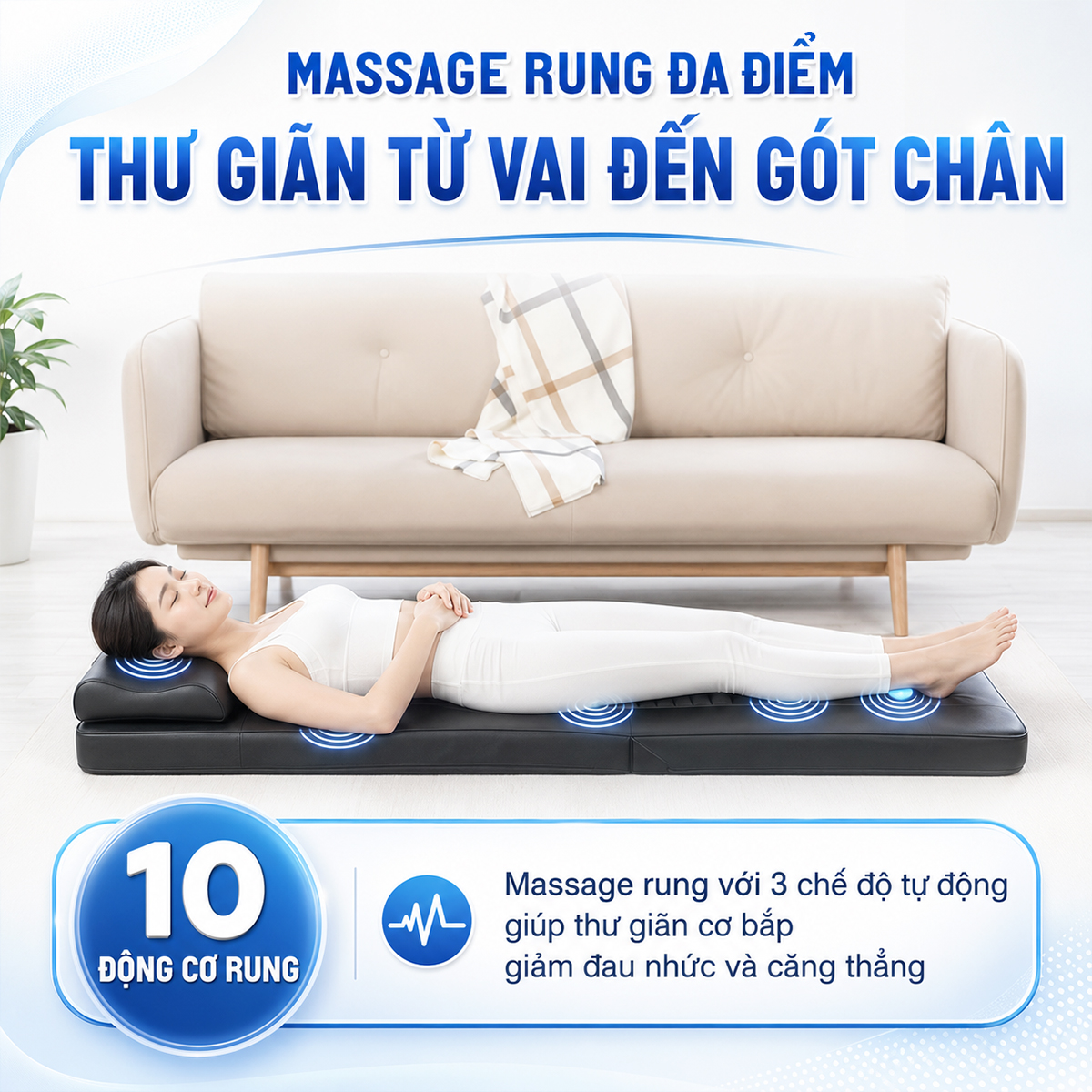 Nệm massage toàn thân OKACHI JP-M819 (Con lăn chạy)